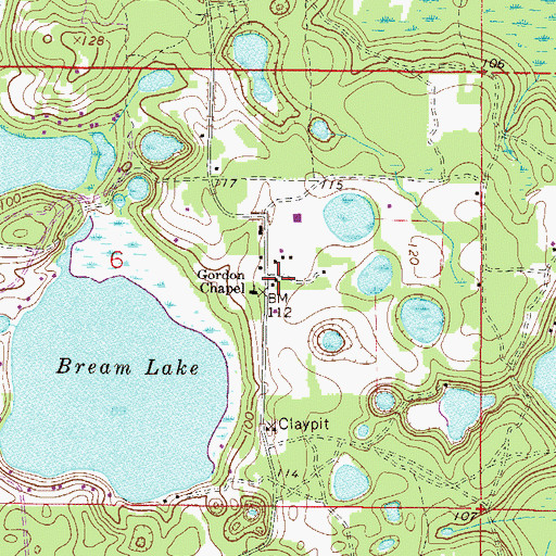 Topographic Map of Gordon Chapel Community Church, FL