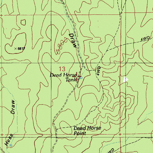 Topographic Map of Dead Horse Tank, AZ