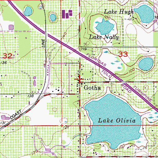 Topographic Map of Gotha, FL