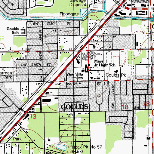 Topographic Map of Goulds, FL