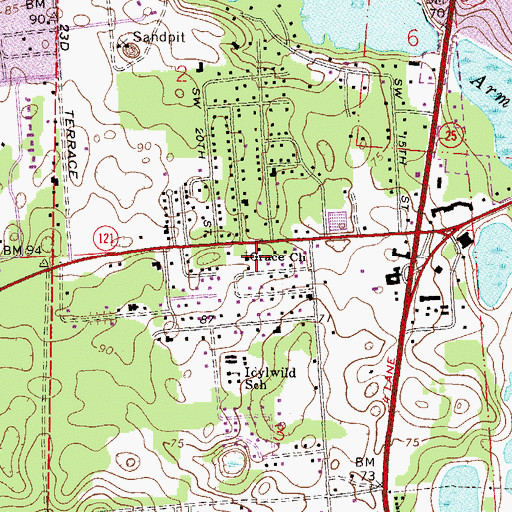 Topographic Map of Grace Primitive Baptist Church, FL
