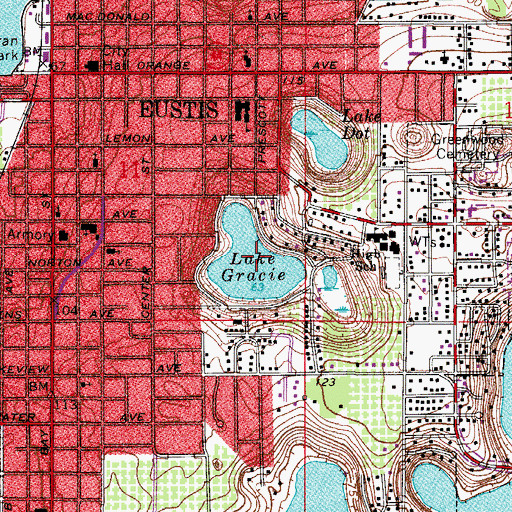 Topographic Map of Lake Gracie, FL