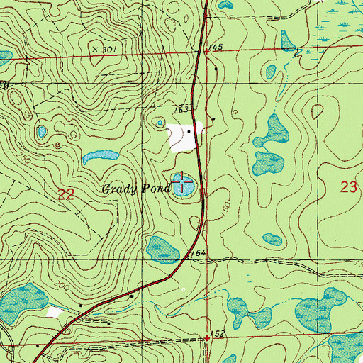 Topographic Map of Grady Pond, FL