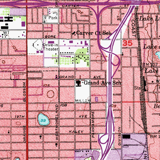 Topographic Map of Grand Avenue Primary Learning Center, FL