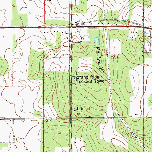 Topographic Map of Grand Ridge Lookout Tower, FL