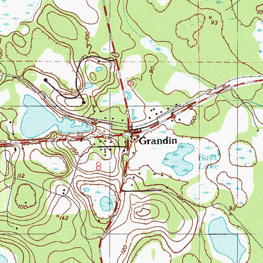 Topographic Map of Grandin, FL
