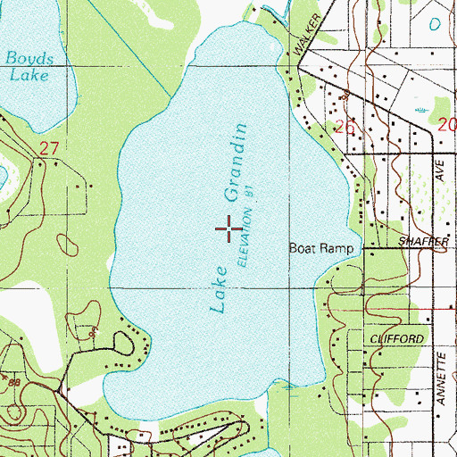 Topographic Map of Lake Grandin, FL