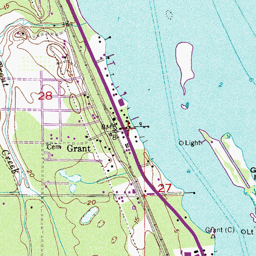Topographic Map of Grant, FL