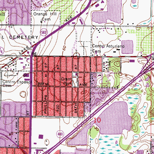 Topographic Map of Grant Park, FL
