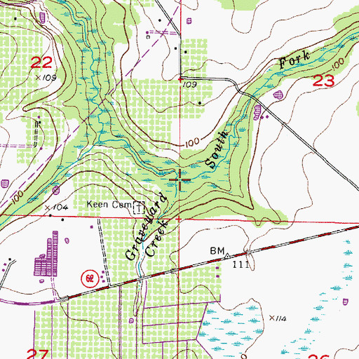 Topographic Map of Grapeyard Creek, FL