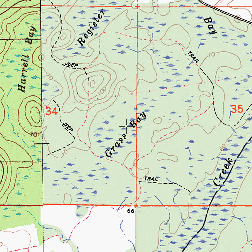 Topographic Map of Grass Bay, FL