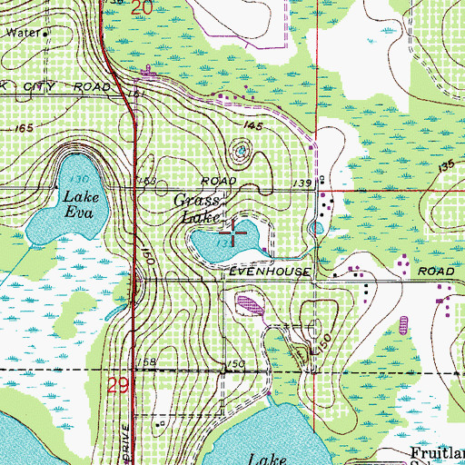 Topographic Map of Grass Lake, FL