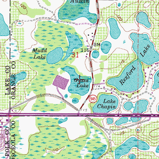 Topographic Map of Grass Lake, FL