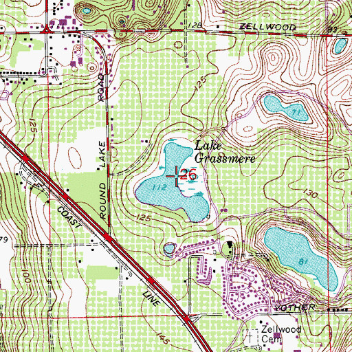 Topographic Map of Lake Grassmere, FL