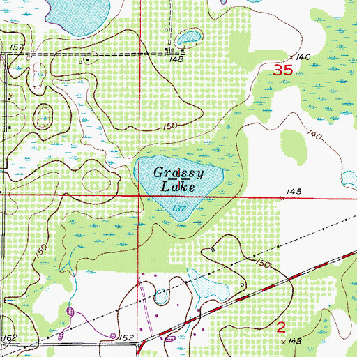Topographic Map of Grassy Lake, FL