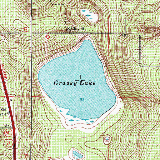 Topographic Map of Grassy Lake, FL