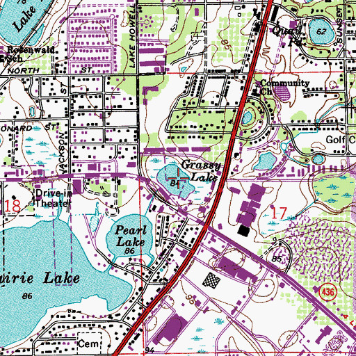 Topographic Map of Grassy Lake, FL
