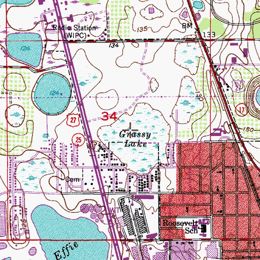 Topographic Map of Grassy Lake, FL