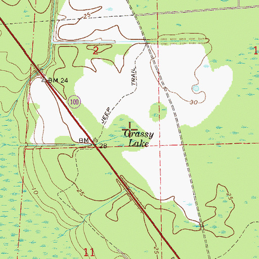 Topographic Map of Grassy Lake, FL