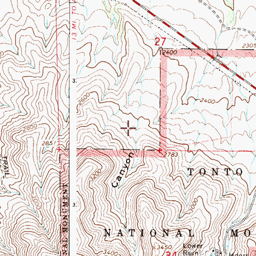 Topographic Map of Deadman Canyon, AZ