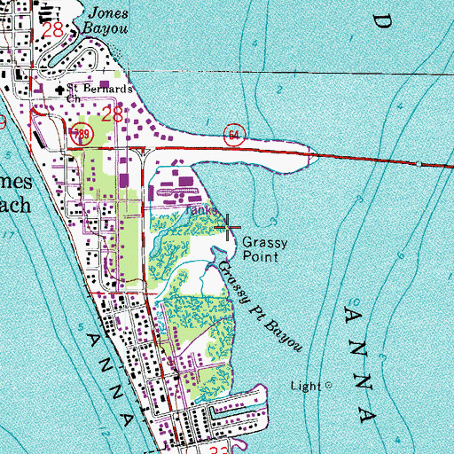 Topographic Map of Grassy Point, FL