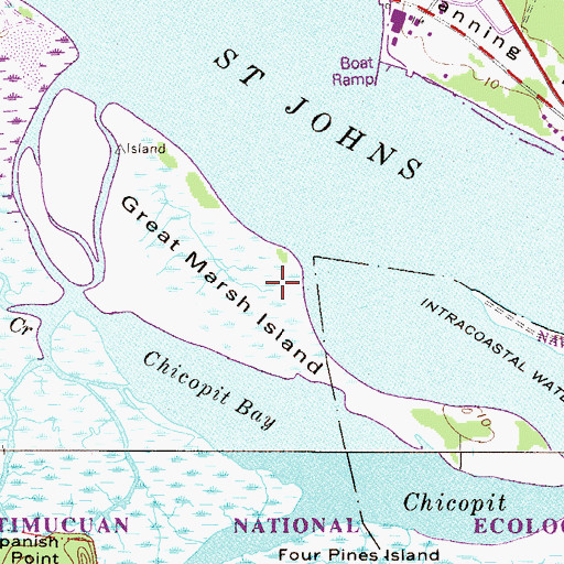 Topographic Map of Great Marsh Island, FL