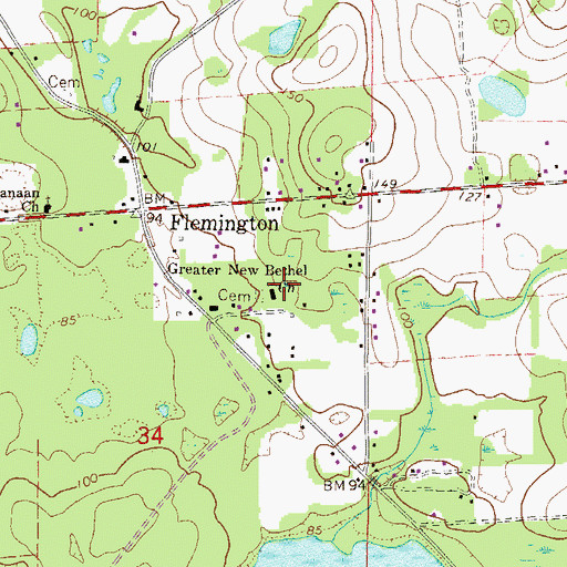 Topographic Map of Greater New Bethel Church, FL