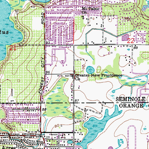 Topographic Map of Greater New Providence Church, FL