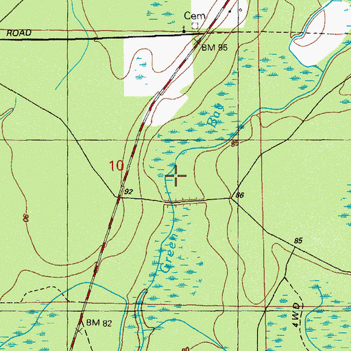 Topographic Map of Green Bay, FL