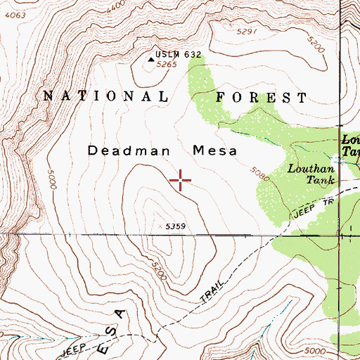 Topographic Map of Deadman Mesa, AZ