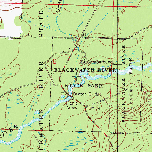 Topographic Map of Green Branch, FL