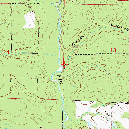 Topographic Map of Green Branch, FL