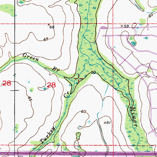 Topographic Map of Green Branch, FL