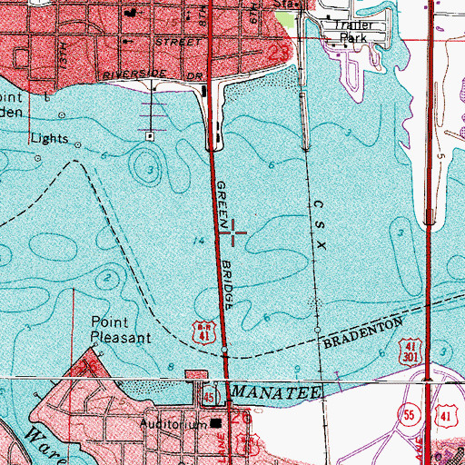 Topographic Map of Green Bridge, FL