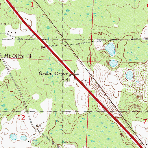 Topographic Map of Green Grove School, FL