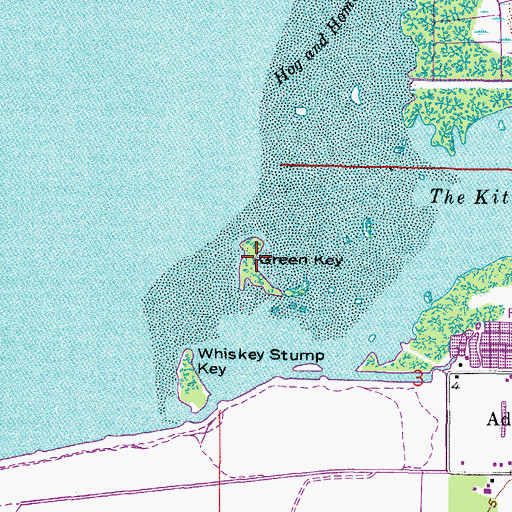 Topographic Map of Green Key, FL