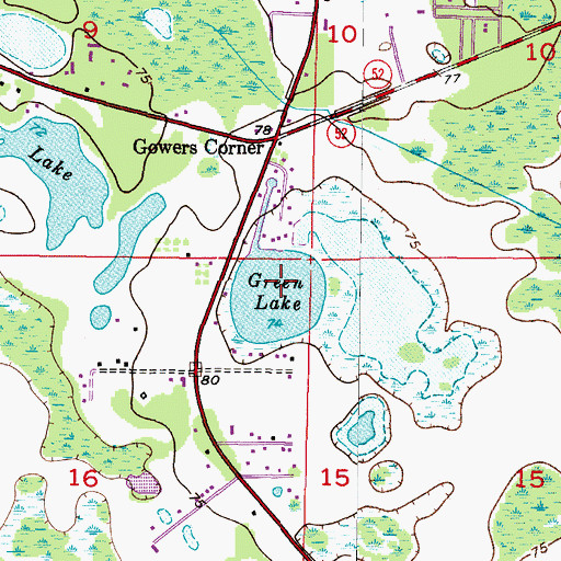 Topographic Map of Green Lake, FL