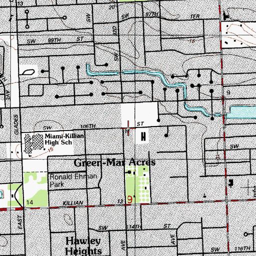 Topographic Map of Green-Mar Acres, FL