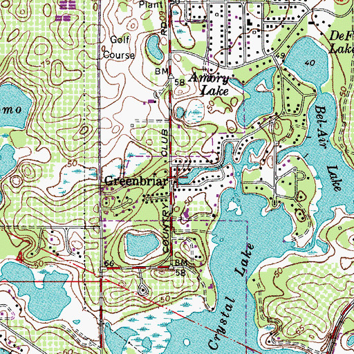 Topographic Map of Greenbriar, FL