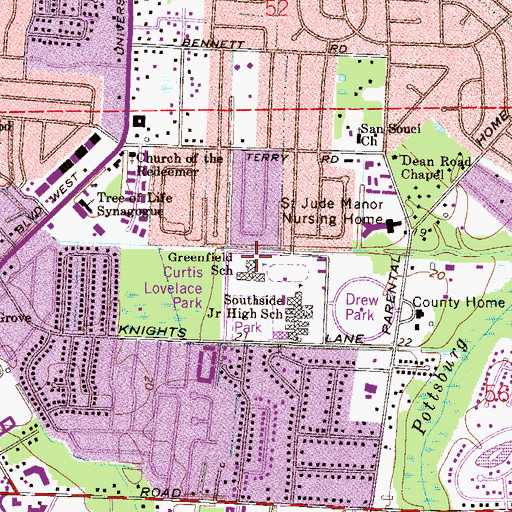 Topographic Map of Greenfield Elementary School, FL