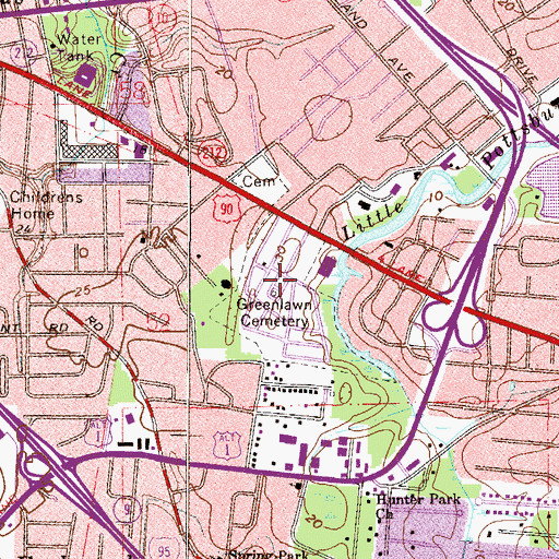 Topographic Map of Greenlawn Cemetery, FL