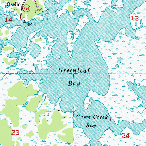 Topographic Map of Greenleaf Bay, FL