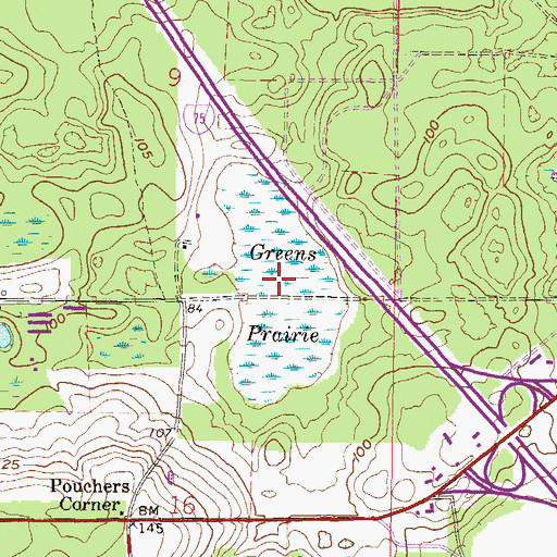 Topographic Map of Greens Prairie, FL