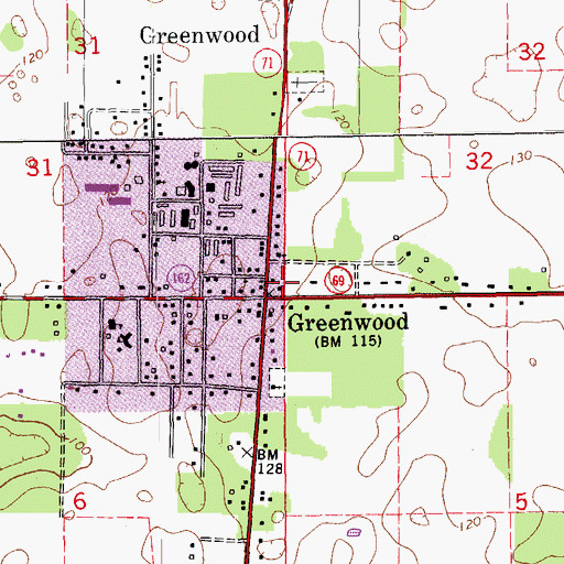Topographic Map of Greenwood, FL