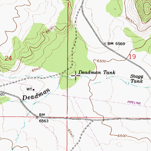 Topographic Map of Deadman Tank, AZ