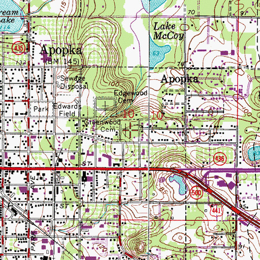 Topographic Map of Greenwood Cemetery, FL