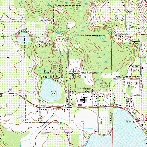 Topographic Map of Greenwood Cemetery, FL