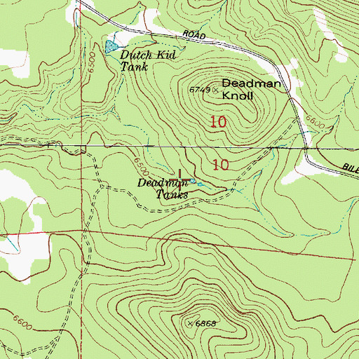 Topographic Map of Deadman Tanks, AZ