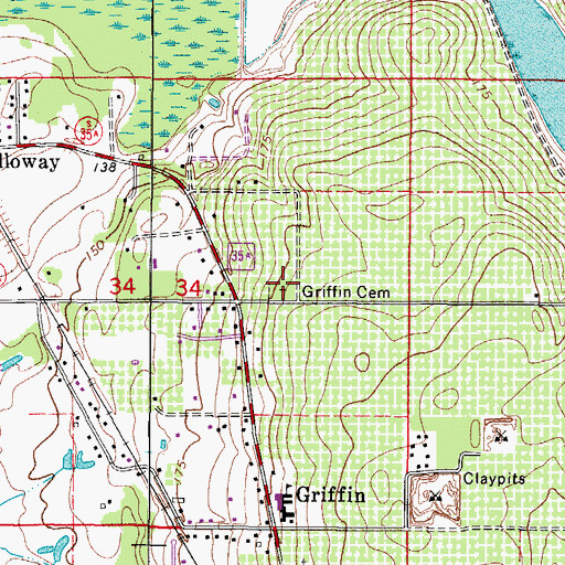 Topographic Map of Griffin Cemetery, FL