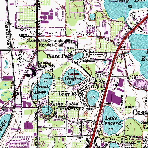 Topographic Map of Lake Griffin, FL